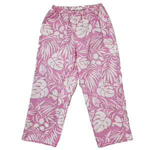 PJ Salvage Women's Small Lounge Pants Pink Tropical Cotton Lightweight Pajama